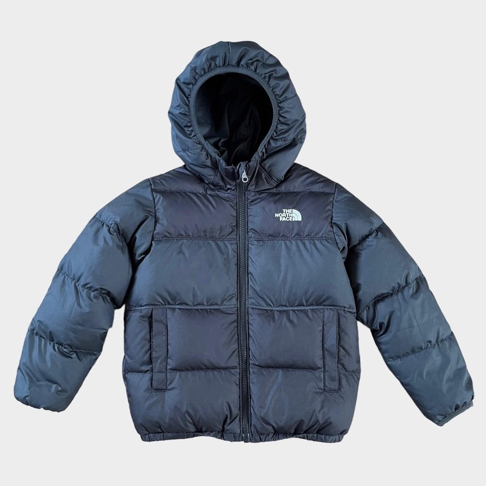 The North Face 550 Black Down Puffer Jacket Coat Hood Reversible Size 5T